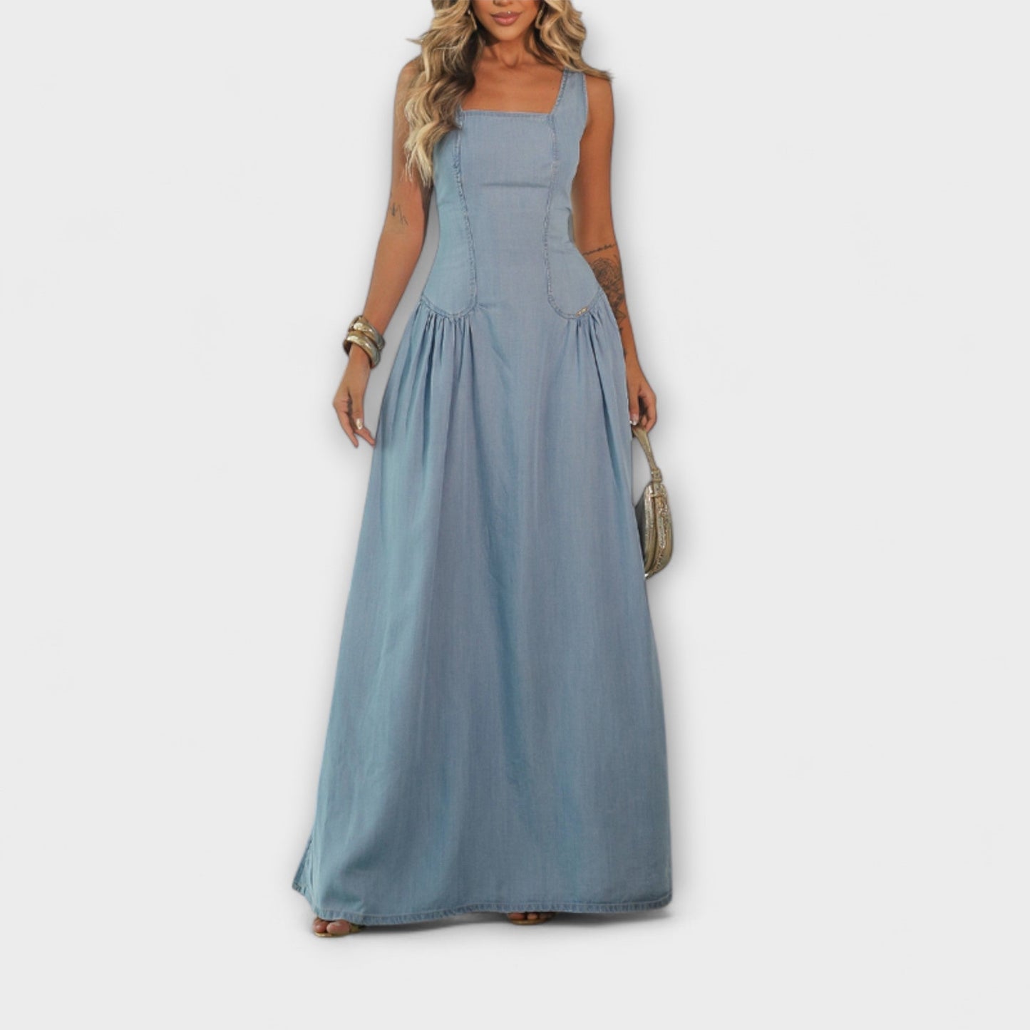 Denim Blue Strapless Dress for Chic Occasions