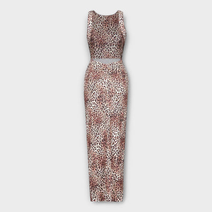 Della Leopard Print Maxi Dress for Chic Events