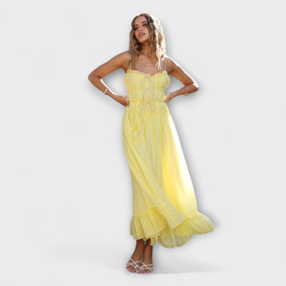 Celine - Chic Ruffled Hem Midi Dress for Events