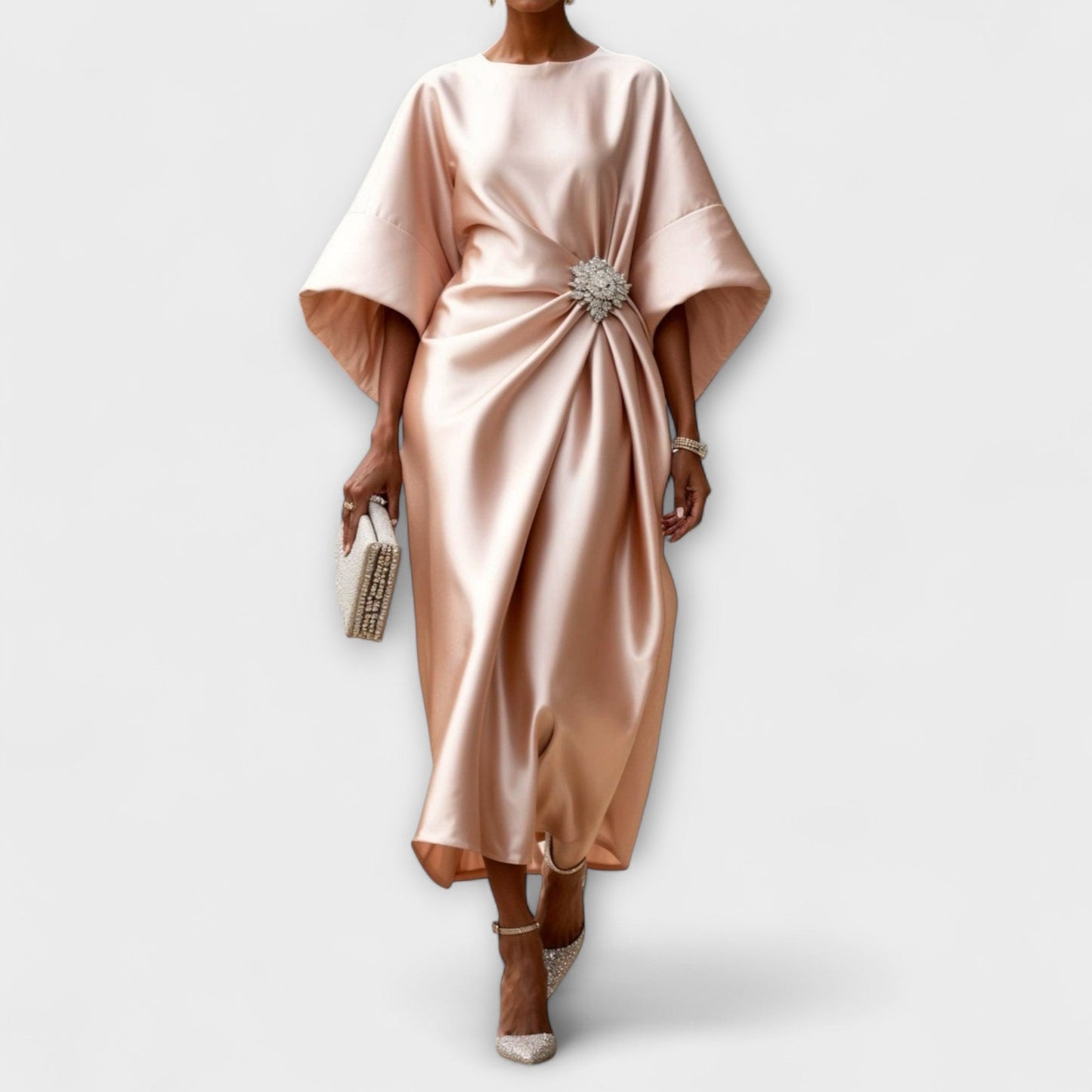 Elegant Shimmer Satin Maxi Dress for Special Occasions