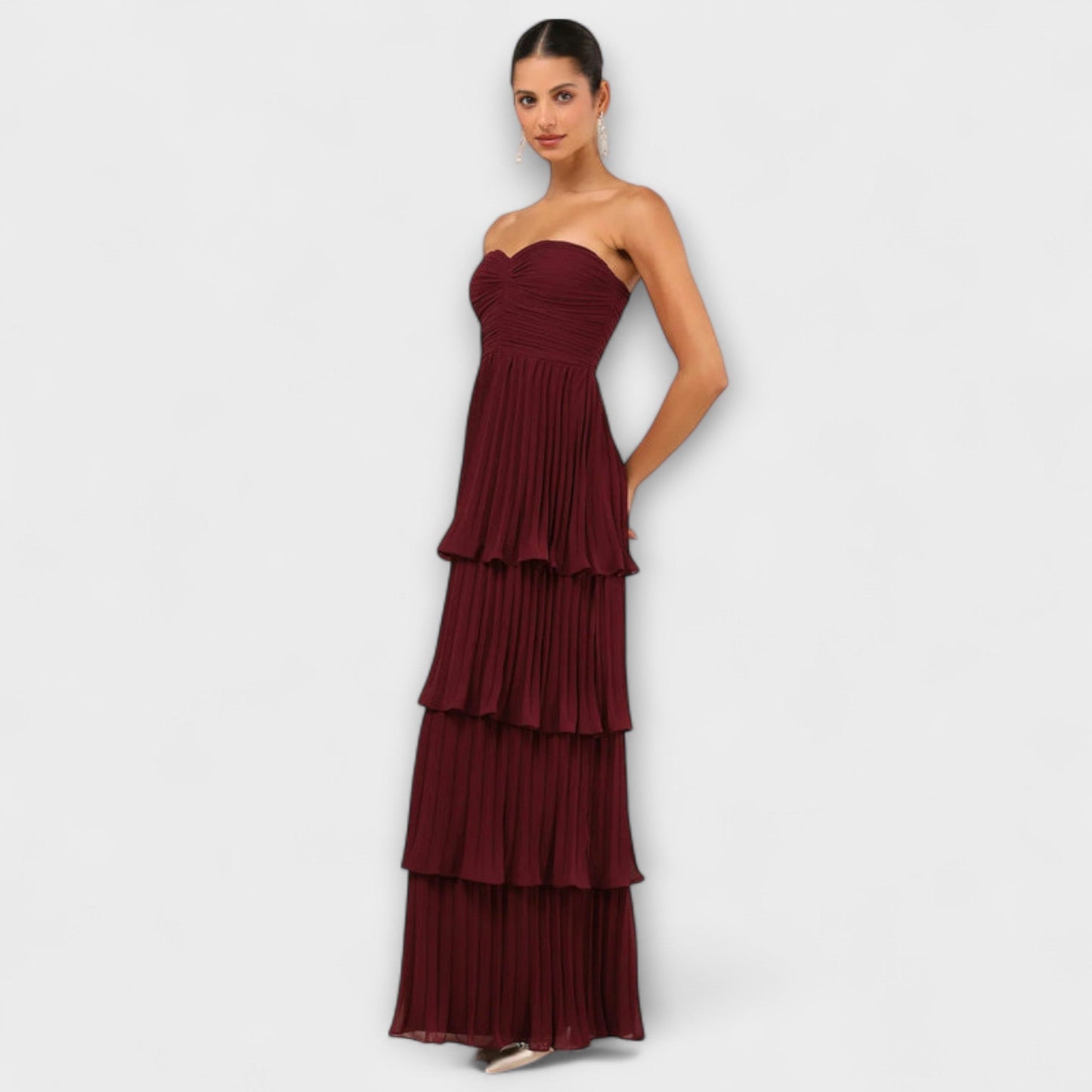 Lorena - Chic Strapless Layered Maxi Dress for Special Occasions