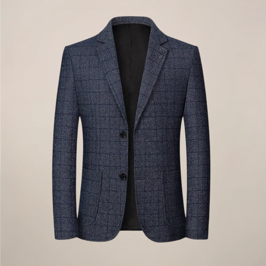 Men’s Slim Fit Plaid Blazer – Vintage Check Style for Events