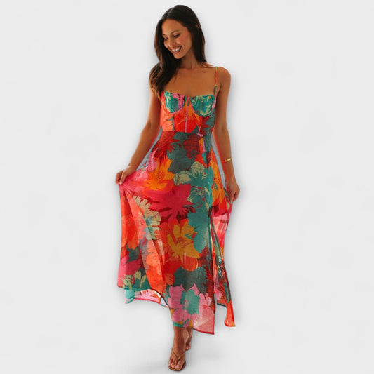 Audrey Floral Print Dress for Women - Ideal for Events and Gatherings