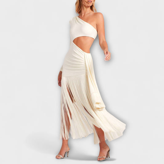 Chic Cutout Fringe Maxi Dress for Special Occasions