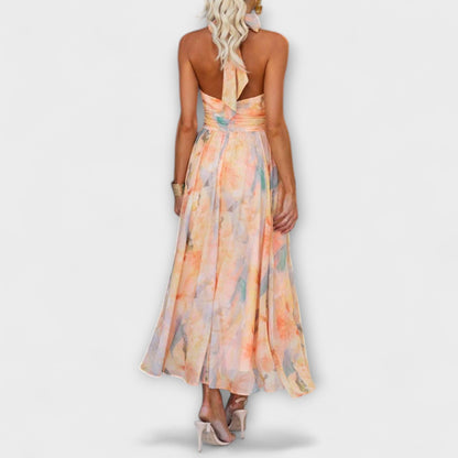 Chic Halter-Neck Maxi Dress for Summer Events