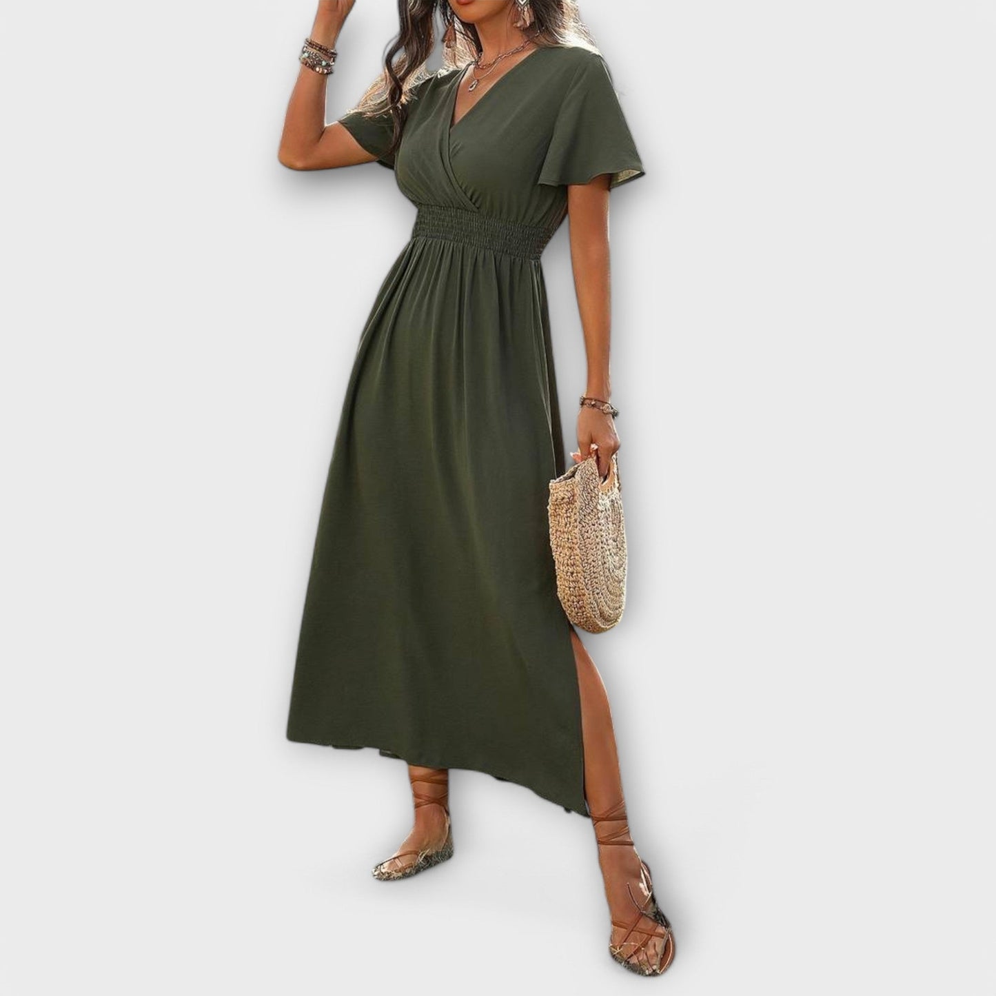 Heather - Boho V-Neck Long Sleeve Dress for Every Occasion