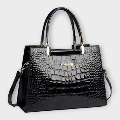Glossy Crocodile Pattern Handbag for Chic Occasions