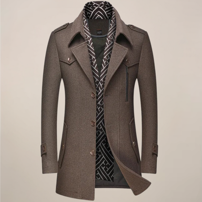 Men's Wool-Style Overcoat for Winter Wear