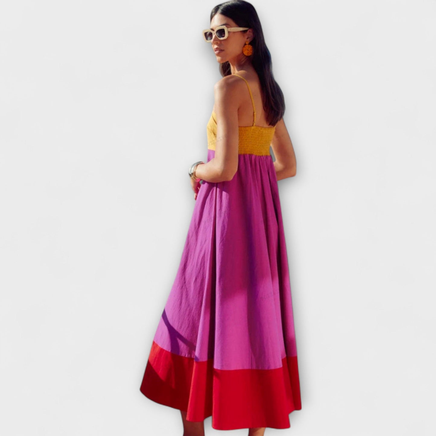 Chic Colour Block Spaghetti Strap Dress for Any Occasion