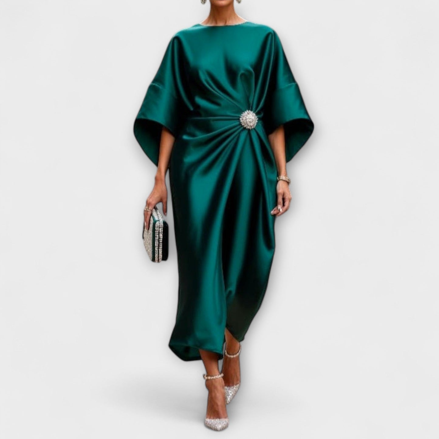 Elegant Shimmer Satin Maxi Dress for Special Occasions