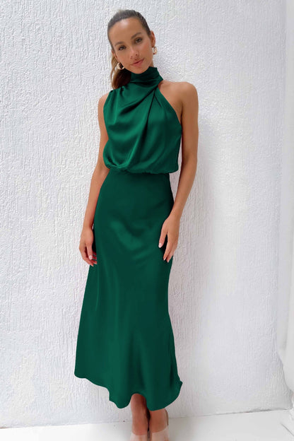 Wedding Guest Dress – Chic Satin Halter