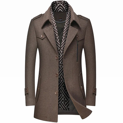 Men's Military-Style Longline Overcoat for Any Occasion