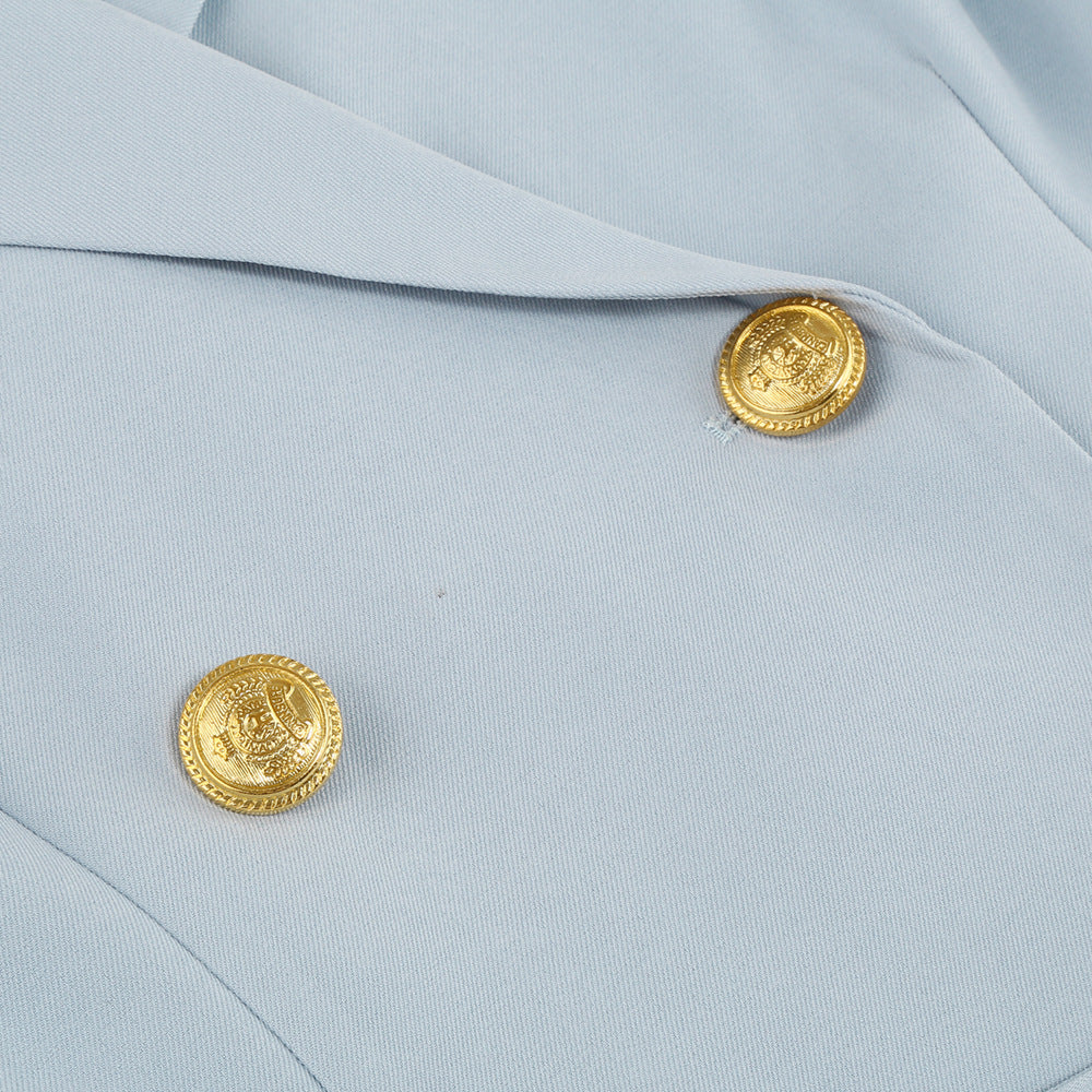 Chic Cape Blazer Mini Dress with Belt & Gold Accents