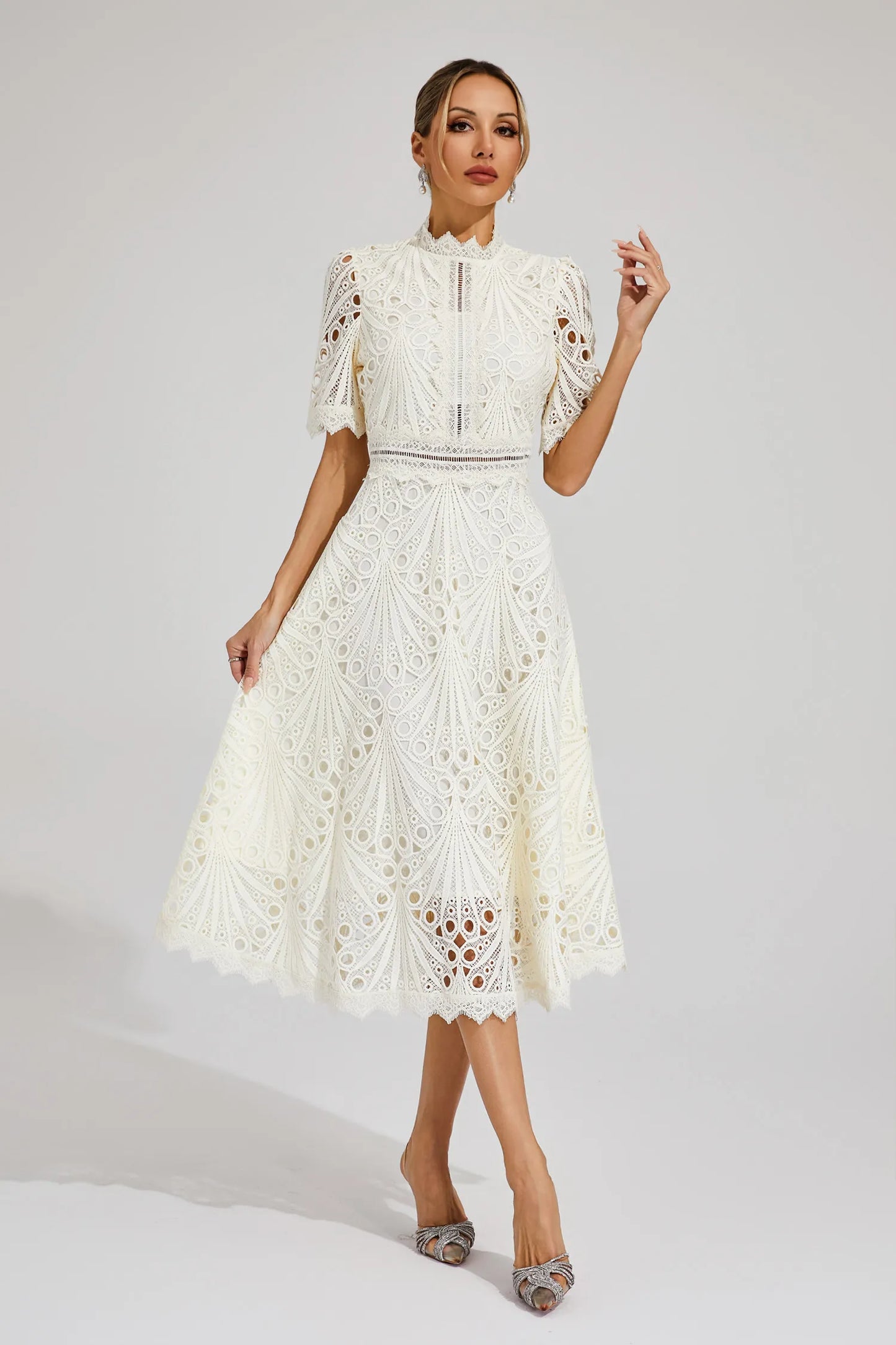 Chic Lace Midi Dress for Weddings & Events