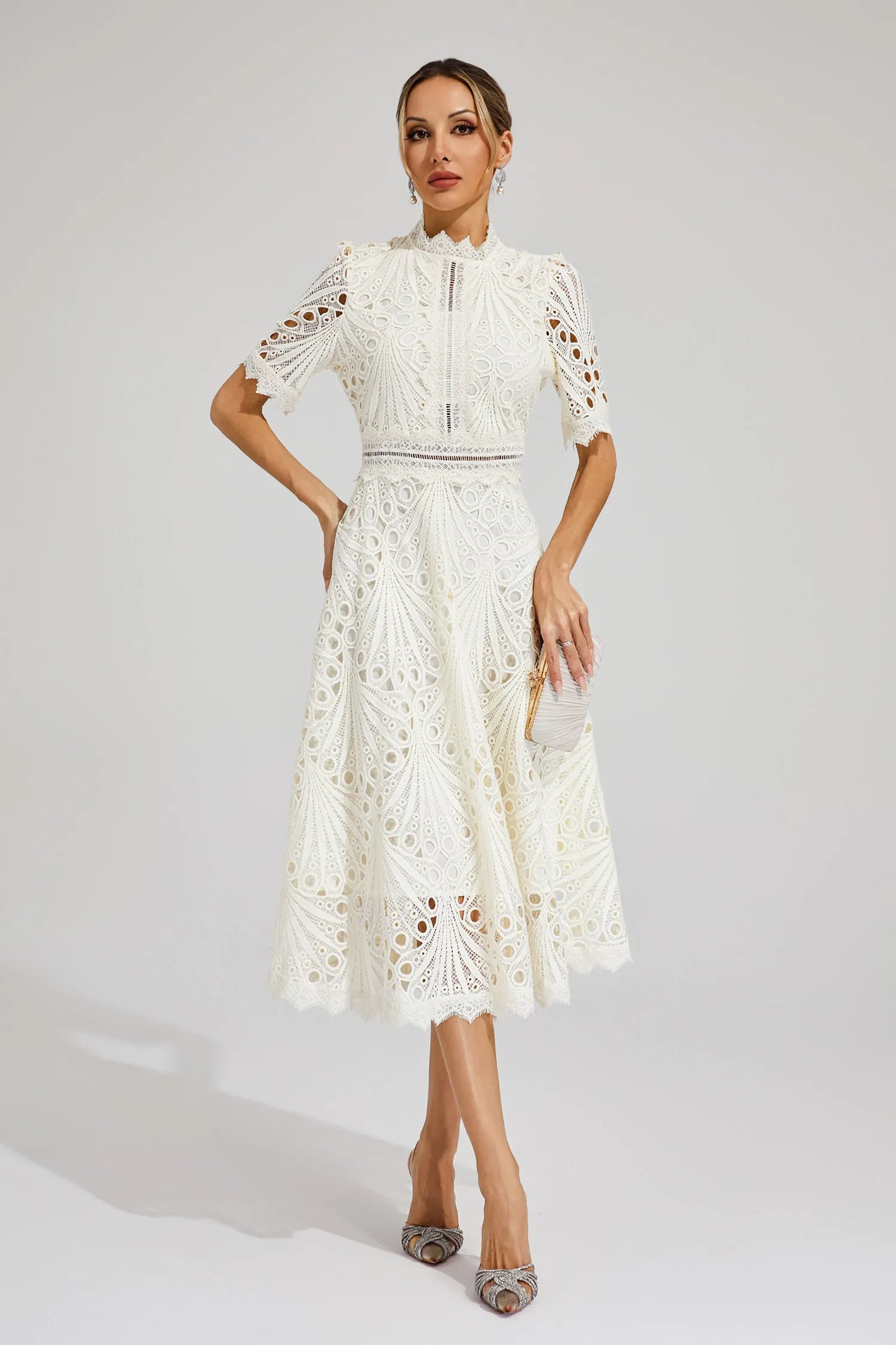 Chic Lace Midi Dress for Weddings & Events