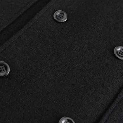 Men’s Black Double-Breasted Overcoat – Stylish Long Coat for Office & Winter Events