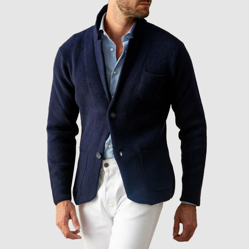 Men’s Knit Blazer Jacket with Patch Pockets