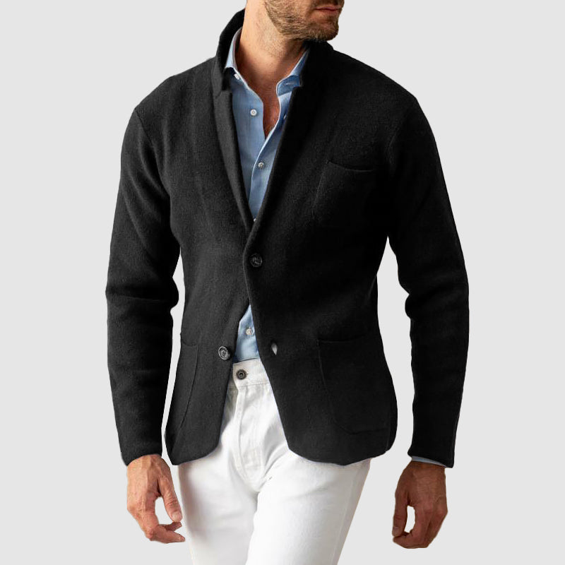 Men’s Knit Blazer Jacket with Patch Pockets
