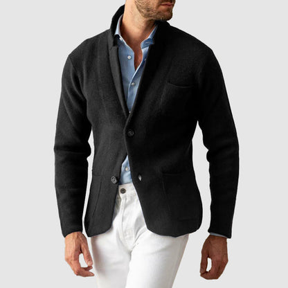 Men’s Knit Blazer Jacket with Patch Pockets