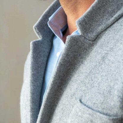 Men’s Knit Blazer Jacket with Patch Pockets