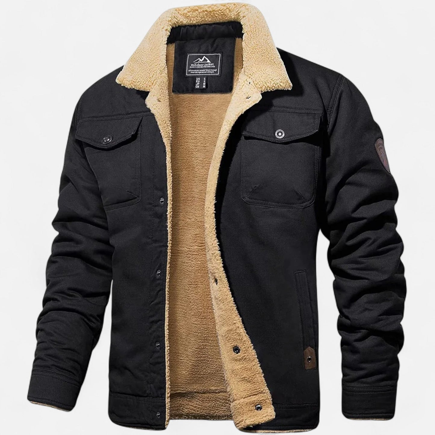 Men's Classic Aviator Bomber Jacket with Sherpa Collar for Winter Wear