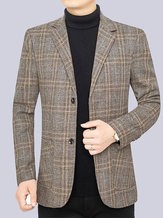 Men's Checked Blazer Jacket - Heritage Style for Business and Smart Events