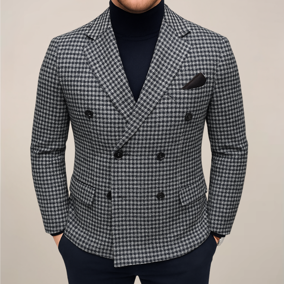 Men's Double-Breasted Checked Blazer – Heritage Jacket for Stylish Events