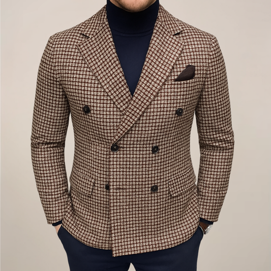 Men's Double-Breasted Checked Blazer – Heritage Jacket for Stylish Events