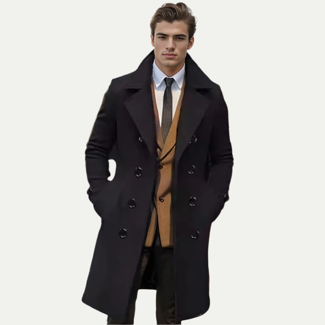 Men's Longline Trench Coat - Italian Style for Any Occasion