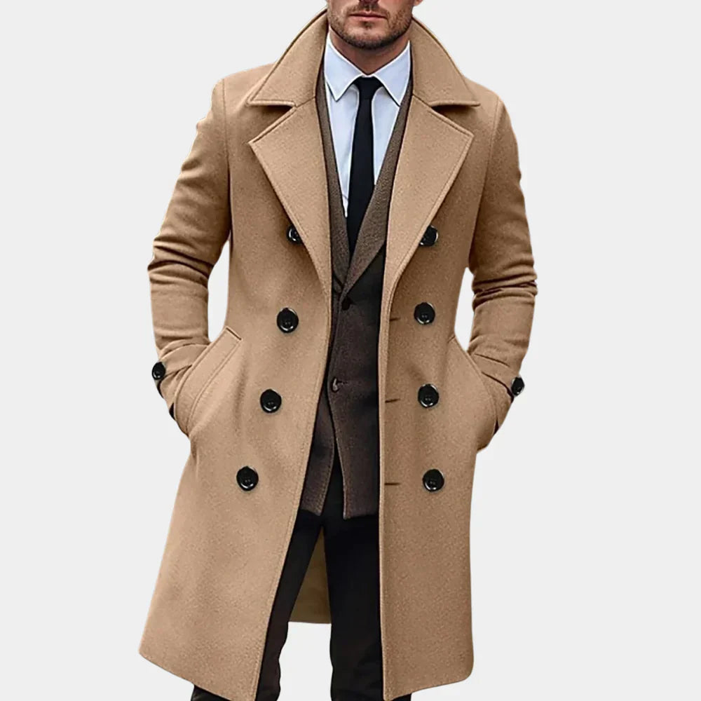 Men’s Double-Breasted Overcoat for Year-Round Wear