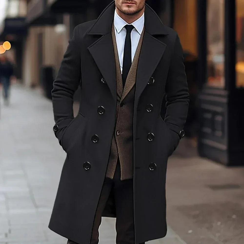 Men’s Double-Breasted Overcoat for Year-Round Wear