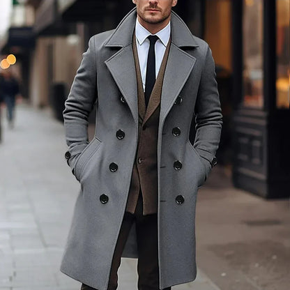 Men’s Double-Breasted Overcoat for Year-Round Wear