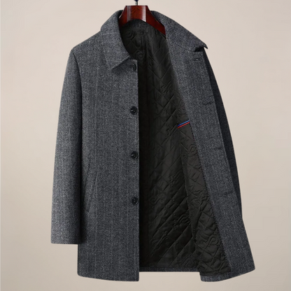 Men’s Herringbone Car Coat – Stylish Point Collar
