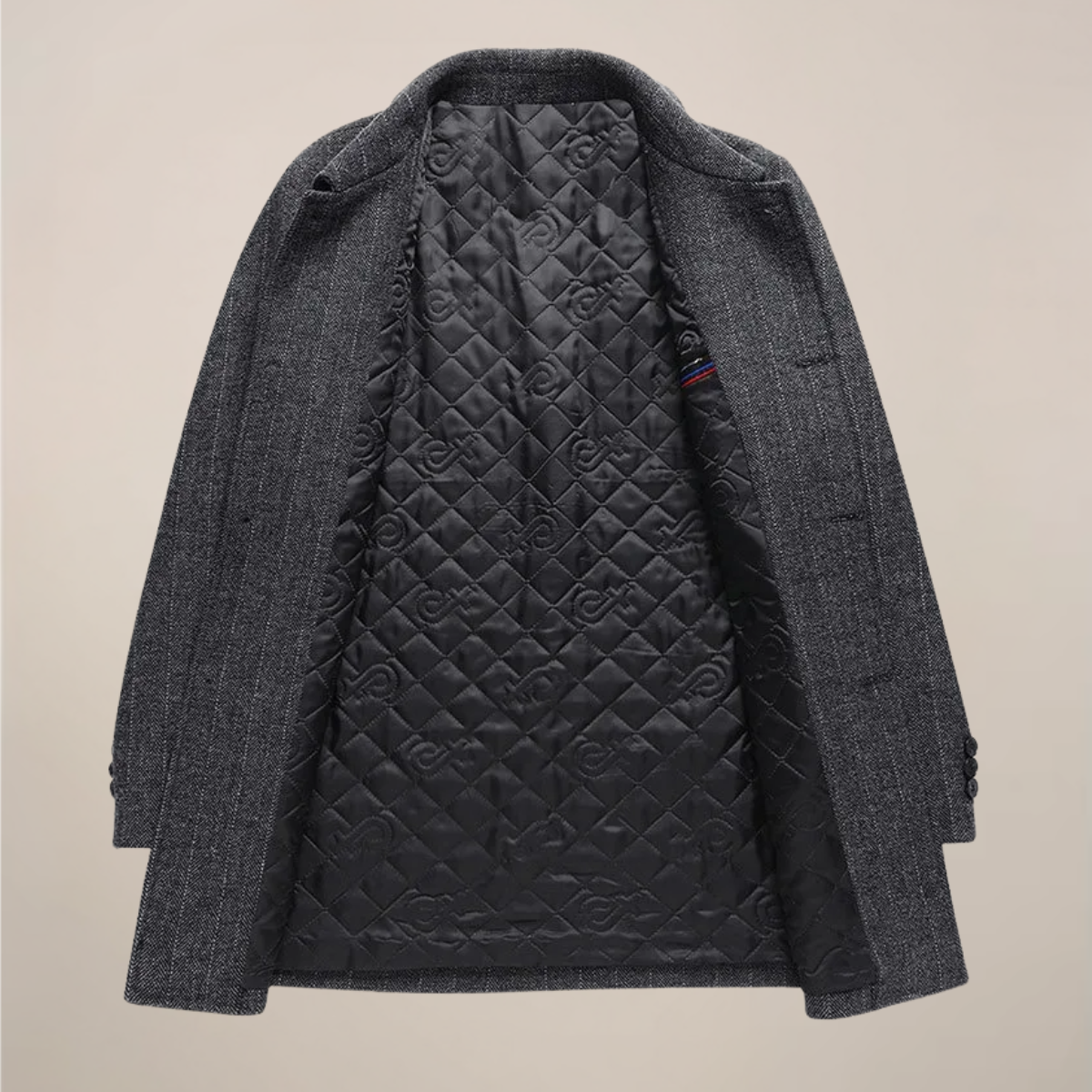 Men’s Herringbone Car Coat – Stylish Point Collar