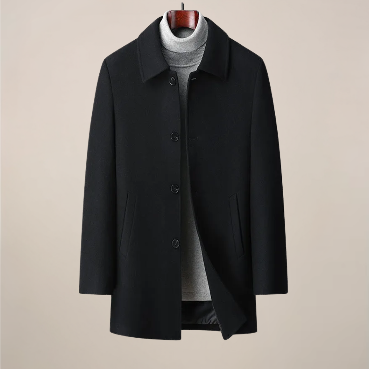 Men’s Herringbone Car Coat – Stylish Point Collar