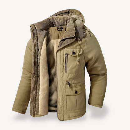 Men's Hooded Utility Jacket - Zip-Through Parka for Outdoor Adventures