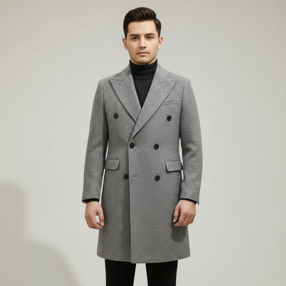 Men's Italian-Style Grey Overcoat for Winter Wear