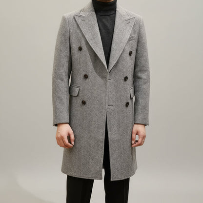 Men's Italian-Style Grey Overcoat for Winter Wear