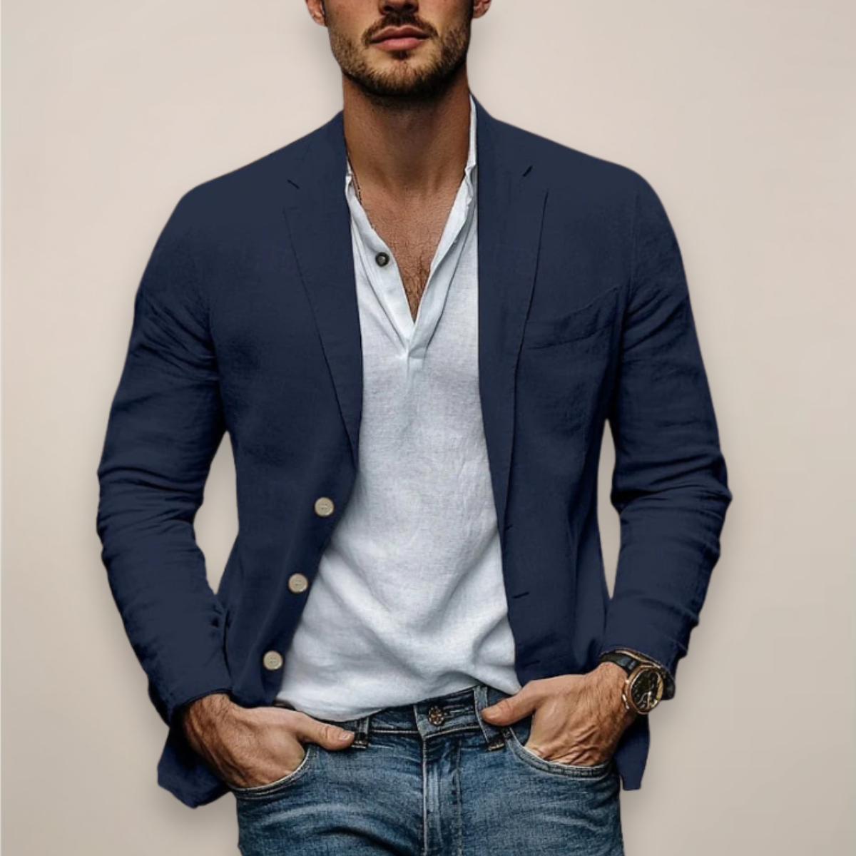 Men's Linen Blazer for Stylish Summer Events