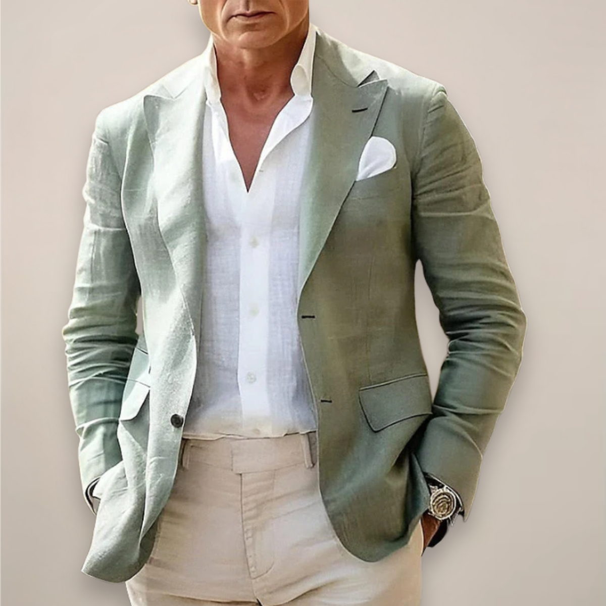 Men's Linen Blend Blazer for Smart Casual Occasions