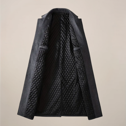 Men’s Classic Lapel Long Overcoat for Autumn & Winter Wear