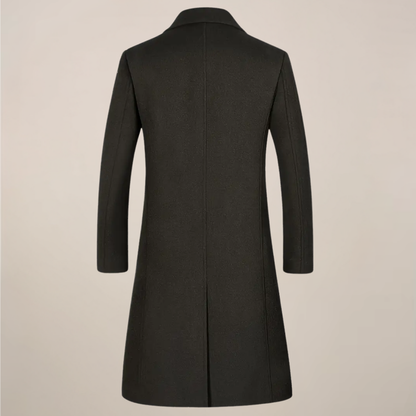 Men’s Classic Lapel Long Overcoat for Autumn & Winter Wear