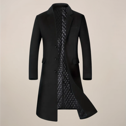 Men’s Classic Lapel Long Overcoat for Autumn & Winter Wear