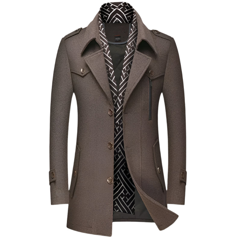 Men's Military-Style Longline Overcoat for Any Occasion