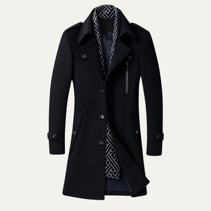 Men's Military-Style Longline Overcoat for Any Occasion