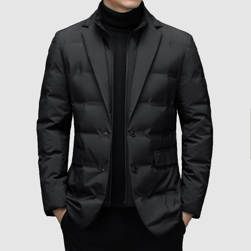 Men’s Notch Lapel Padded Jacket for Stylish Occasions