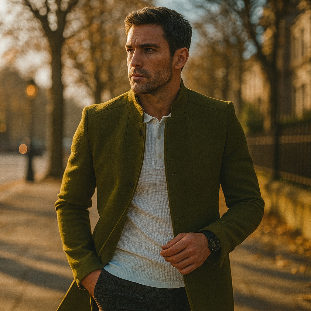 Men's Minimalist Button Winter Coat for Smart Casual Wear