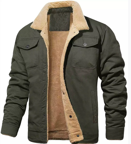Men's Shearling Collar Jacket for Winter Wear