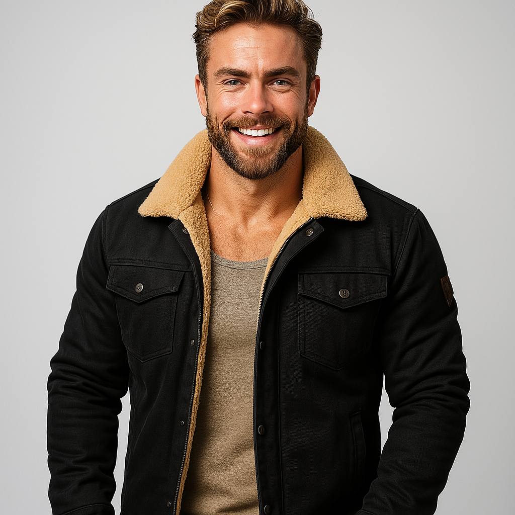 Men's Shearling Collar Jacket for Winter Wear