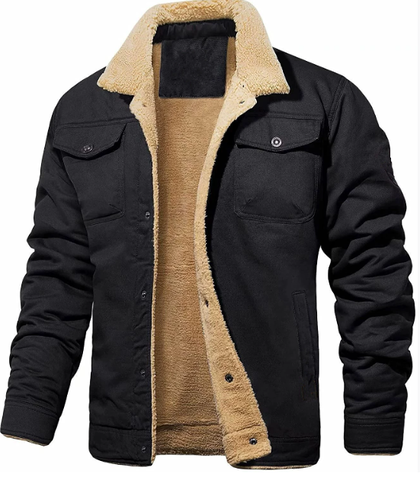Men's Shearling Collar Jacket for Winter Wear